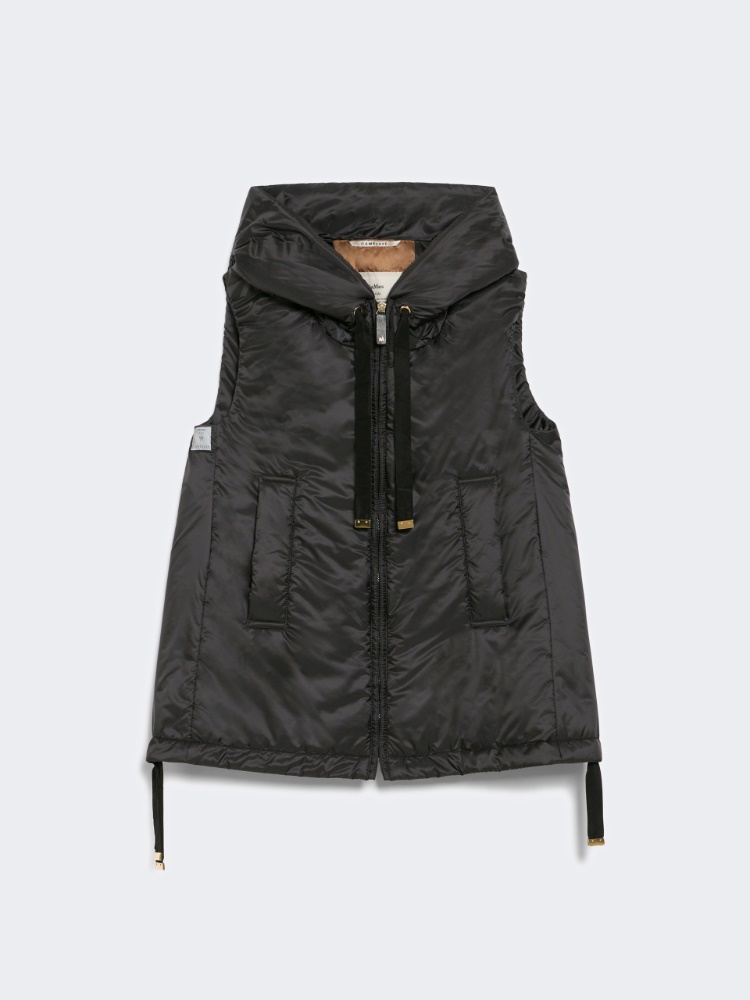 Padded water-repellent hooded gilet - BLACK - 4