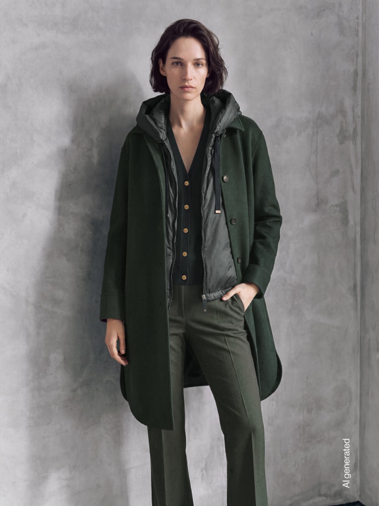 Padded water-repellent hooded gilet + DARK GREEN - Max Mara