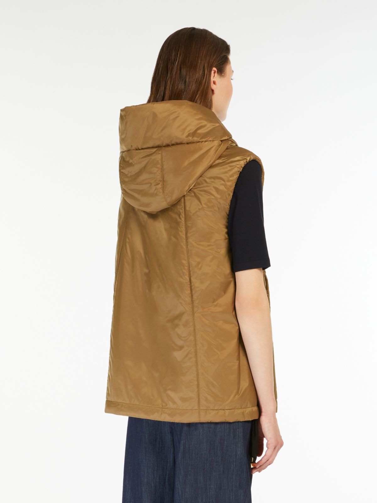 Padded water-repellent hooded gilet - CARAMEL - 3