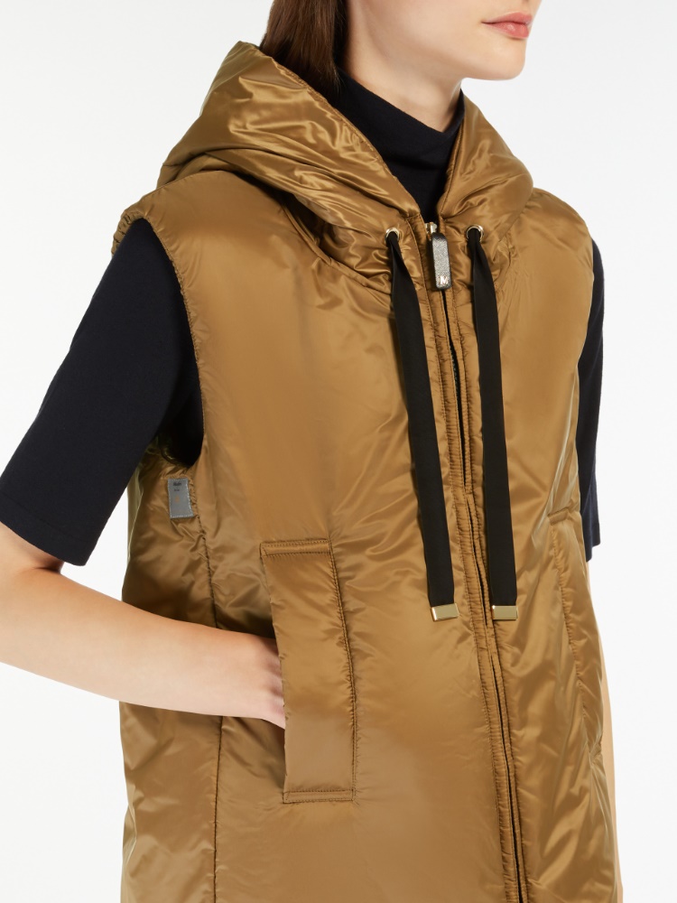 Padded water-repellent hooded gilet - CARAMEL - 4