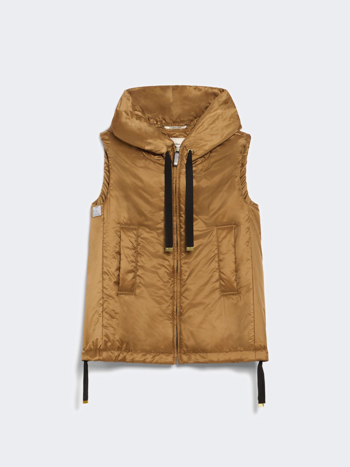 Padded water-repellent hooded gilet - CARAMEL - 5