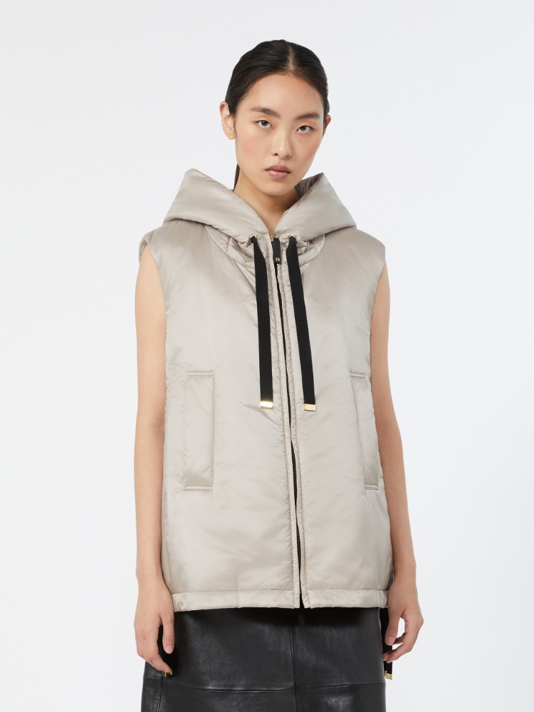 Padded water-repellent hooded gilet - BEIGE - 2