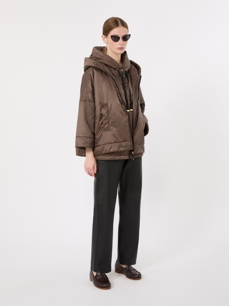 Padded water-repellent hooded gilet - BROWN - 1