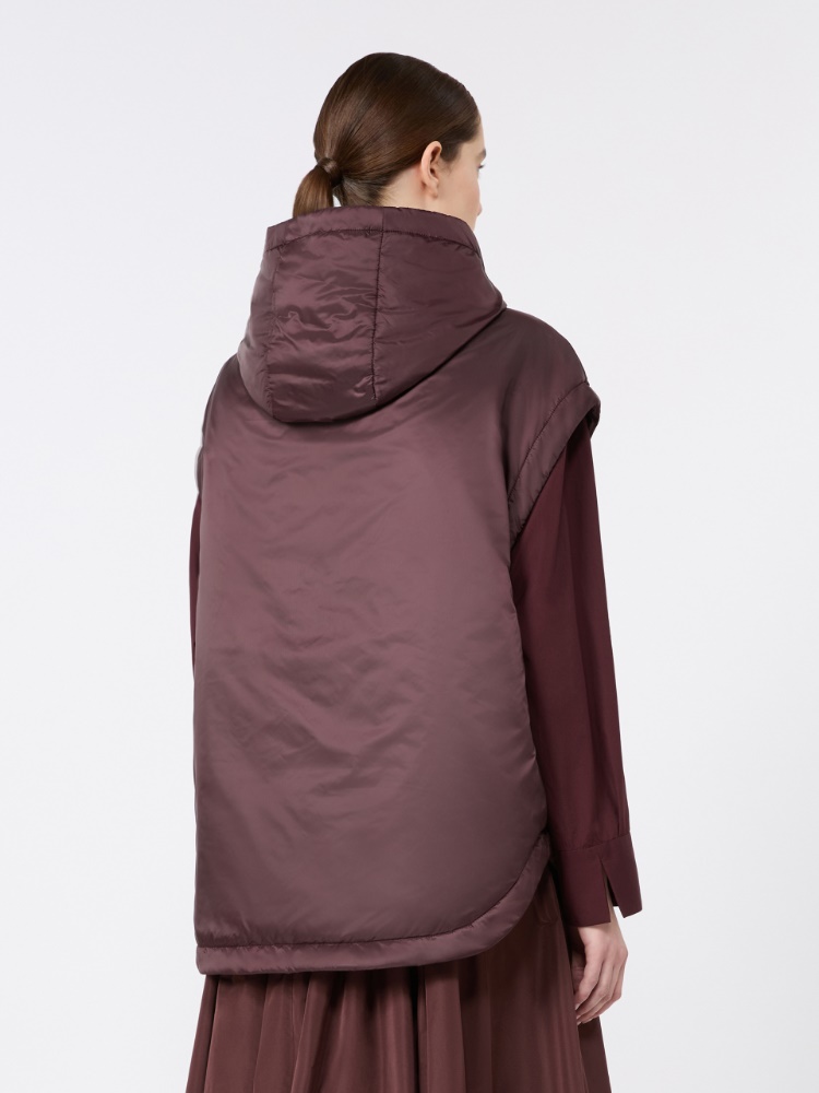 Padded, hooded gilet in water-repellent canvas - BORDEAUX - 3