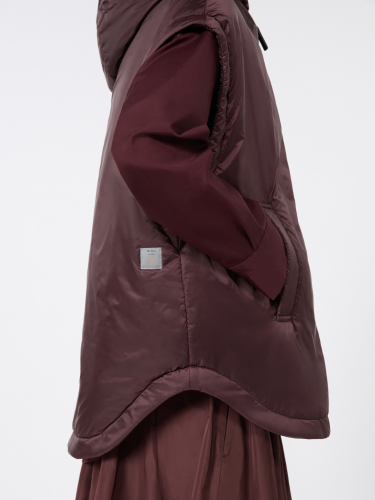 Padded, hooded gilet in water-repellent canvas - BORDEAUX - 4