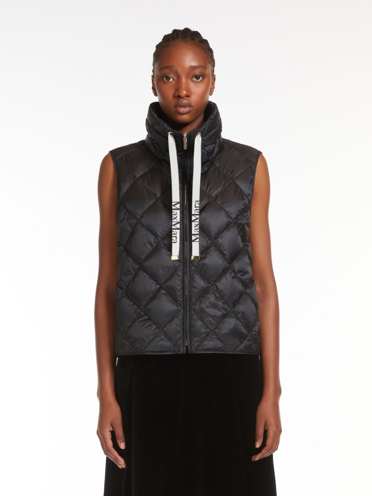 Water-repellent nylon canvas gilet - BLACK - 2