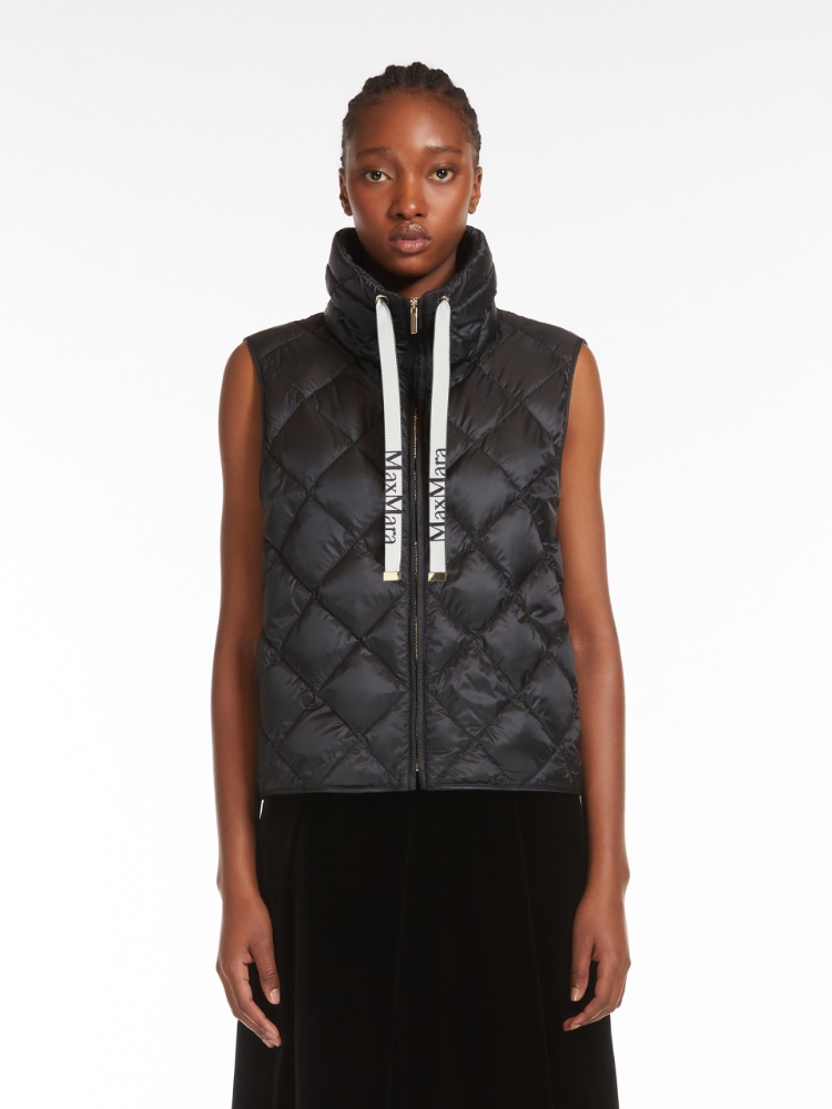 Water-repellent nylon canvas gilet - BLACK - 2
