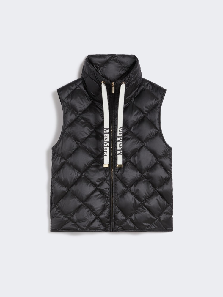 Water-repellent nylon canvas gilet - BLACK