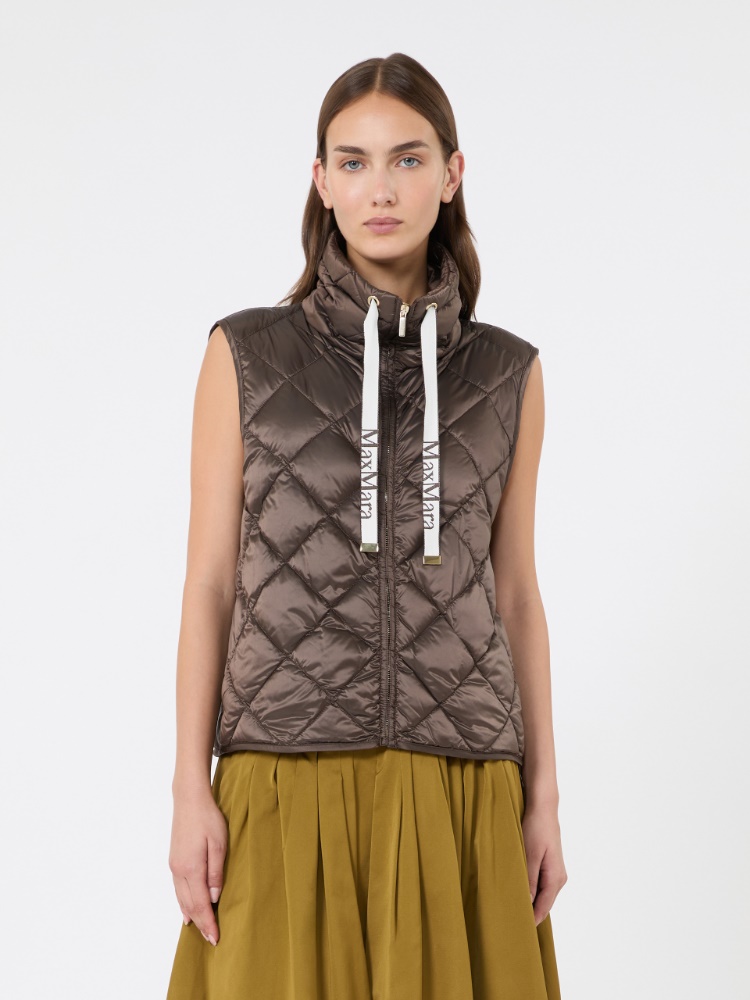 Diamond-patterned water-repellent canvas padded gilet - BROWN - Max Mara - 2