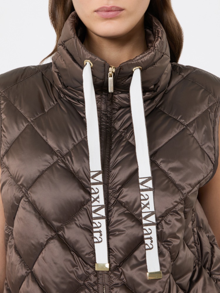 Diamond-patterned water-repellent canvas padded gilet - BROWN - Max Mara - 4