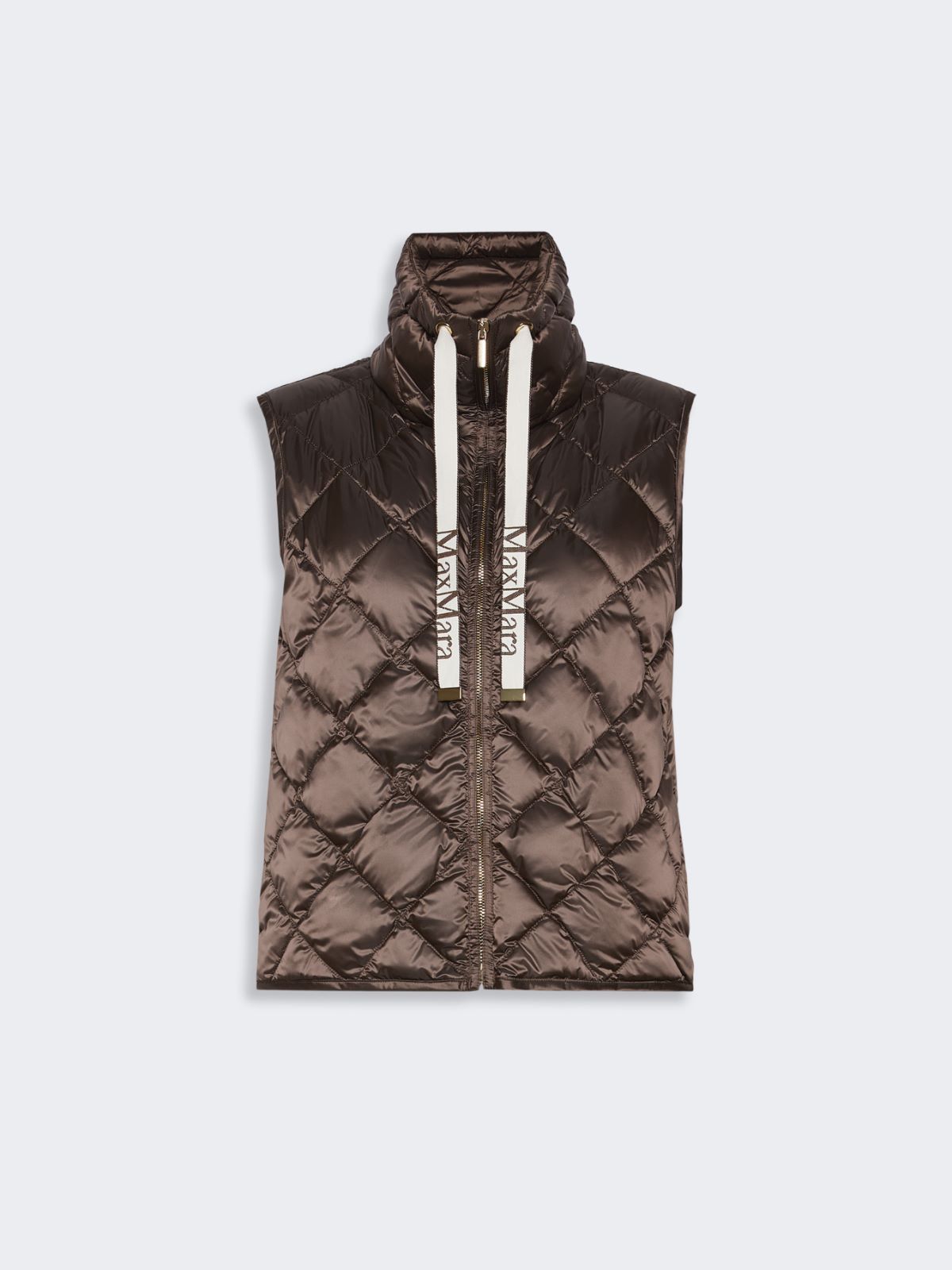 Diamond-patterned water-repellent canvas padded gilet - BROWN - Max Mara - 6