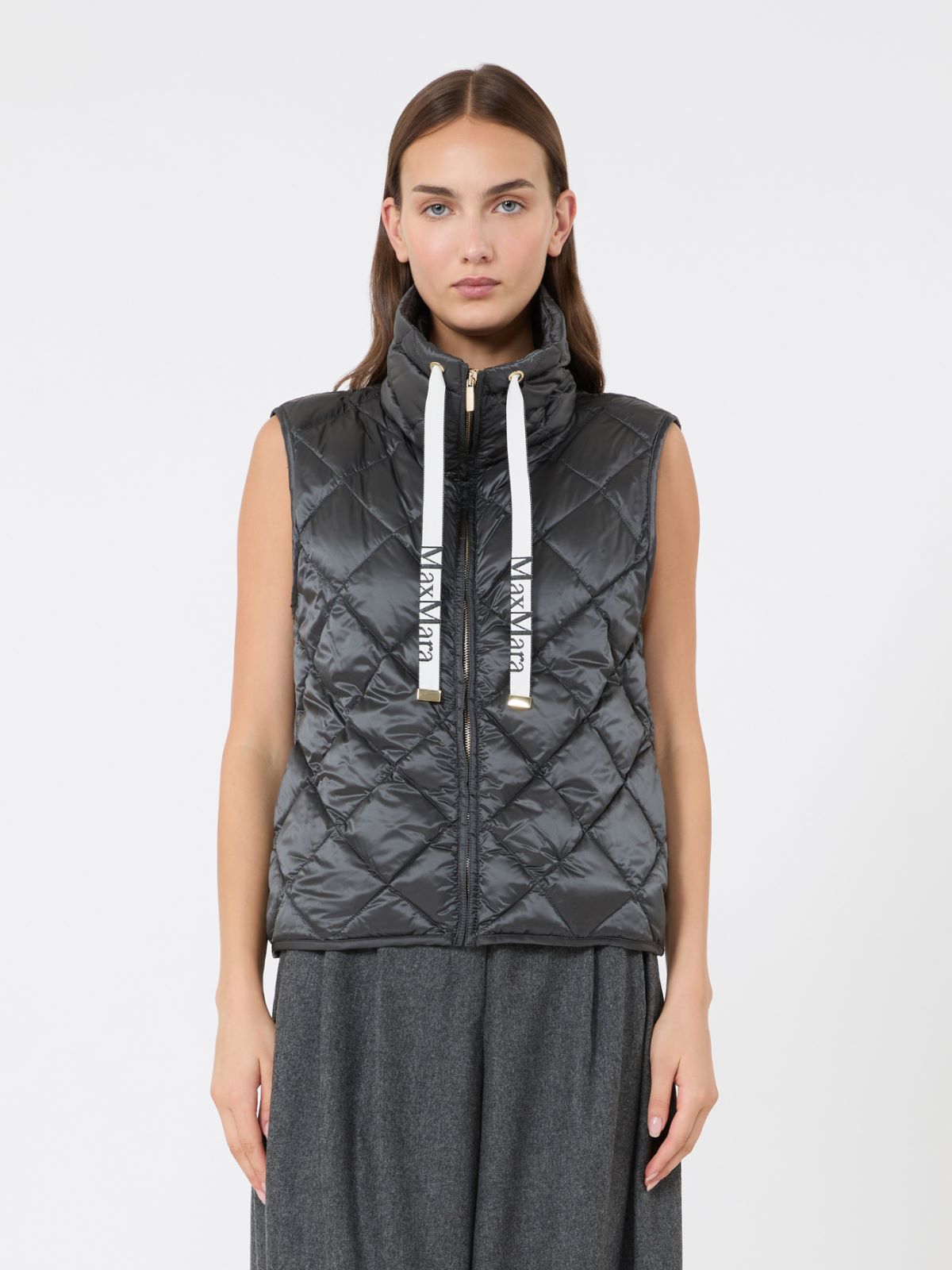 Diamond-patterned water-repellent canvas padded gilet - MEDIUM GREY - Max Mara - 2