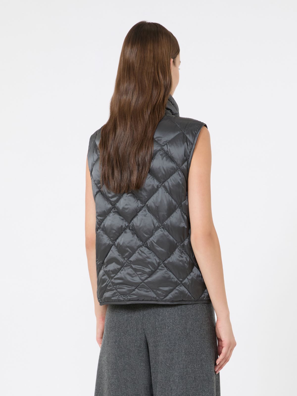 Diamond-patterned water-repellent canvas padded gilet - MEDIUM GREY - Max Mara - 3