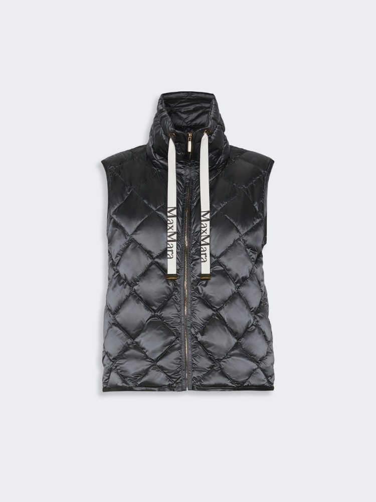 Diamond-patterned water-repellent canvas padded gilet - MEDIUM GREY