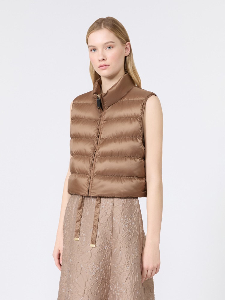 Water-repellent padded cropped gilet - HONEY - 2
