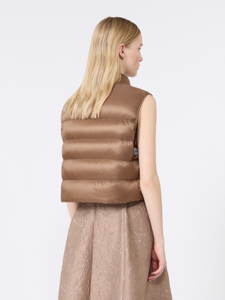 Water-repellent padded cropped gilet - HONEY - 3