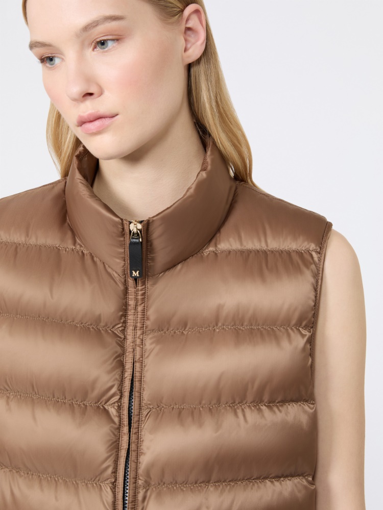 Water-repellent padded cropped gilet - HONEY - 4