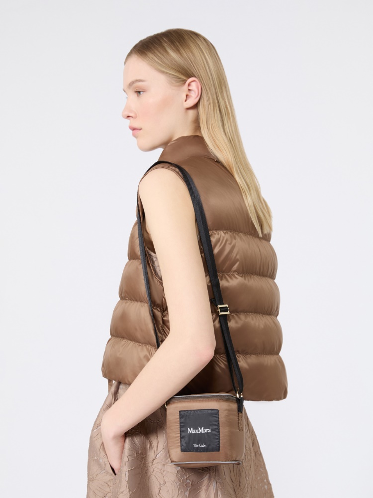 Water-repellent padded cropped gilet - HONEY - 5