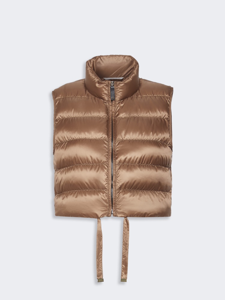 Water-repellent padded cropped gilet - HONEY - 6