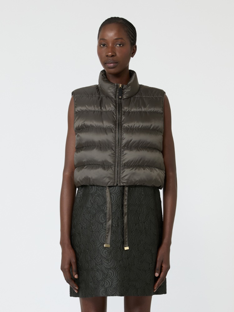 Water-repellent padded cropped gilet - KAKI - 2