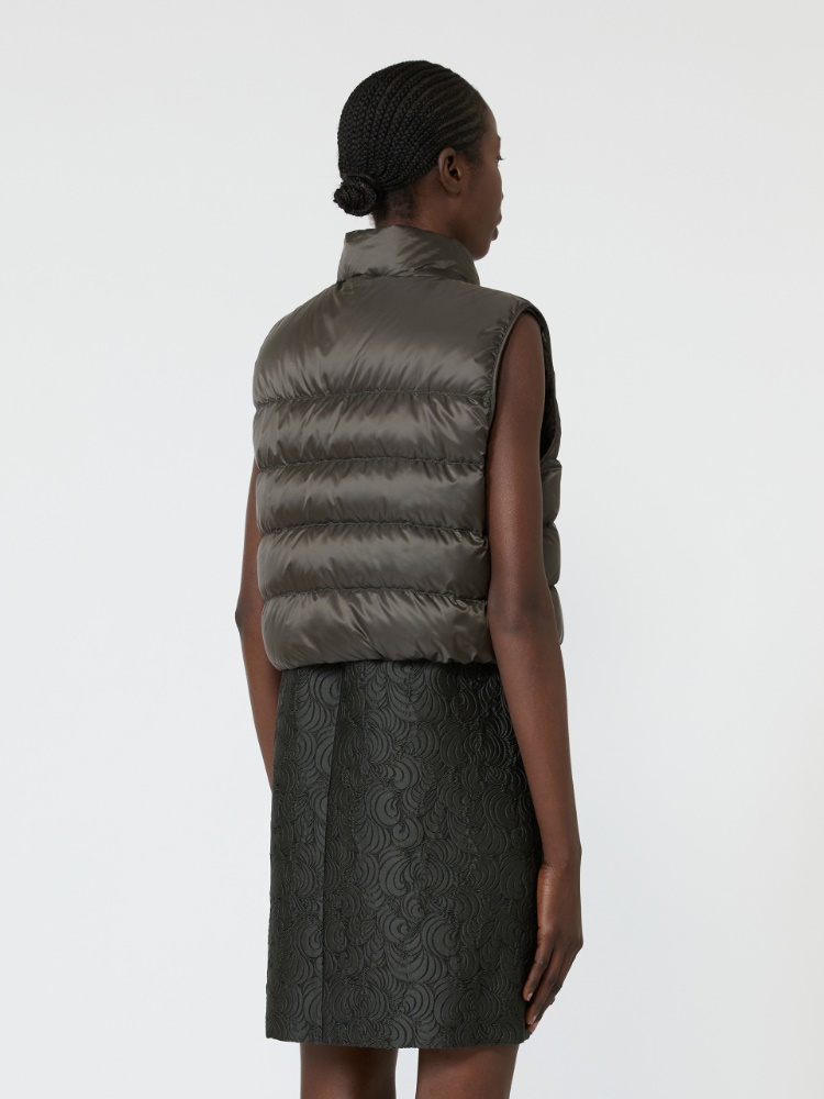 Water-repellent padded cropped gilet - KAKI - 3