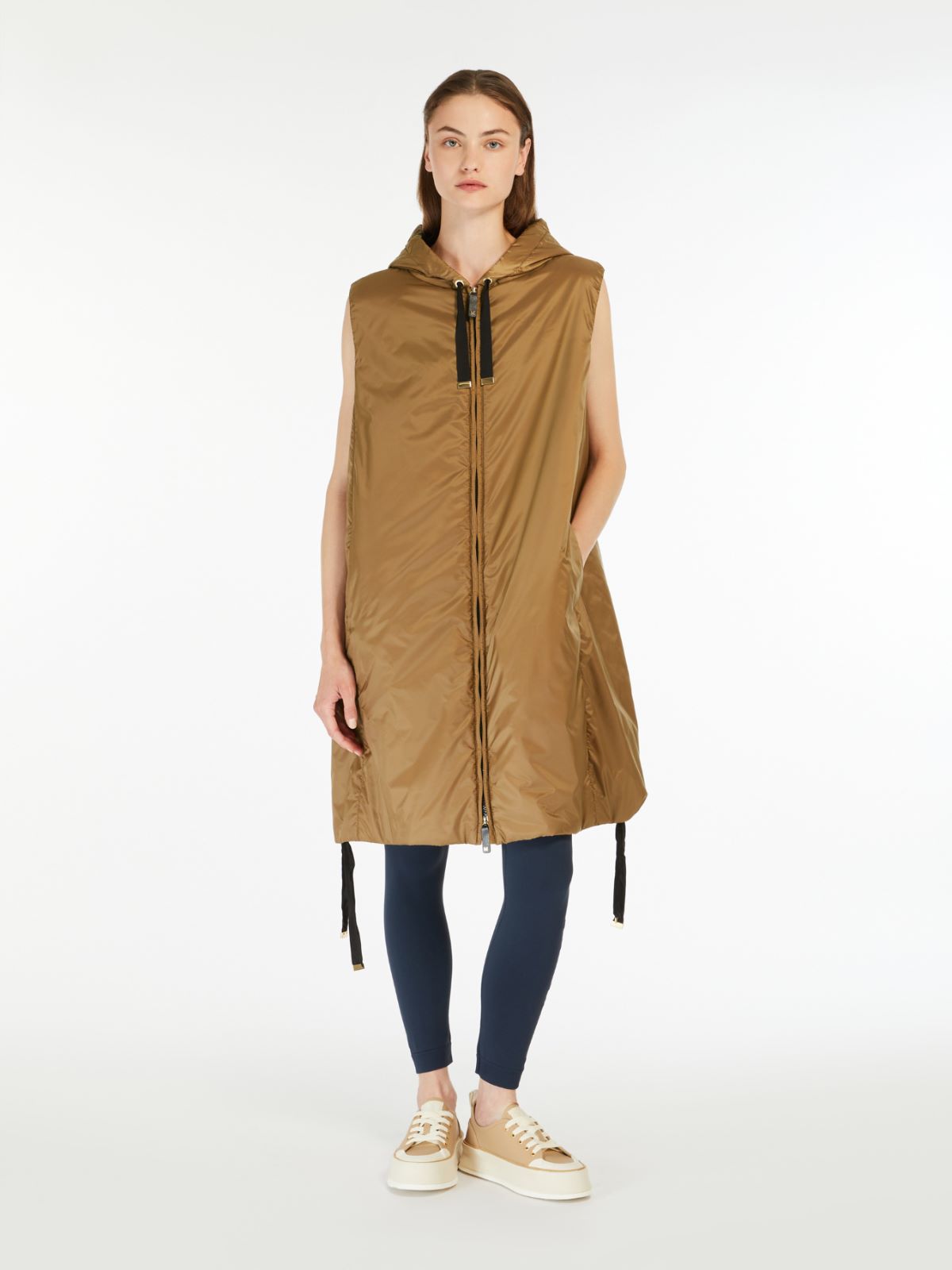 Water-repellent canvas gilet - CARAMEL