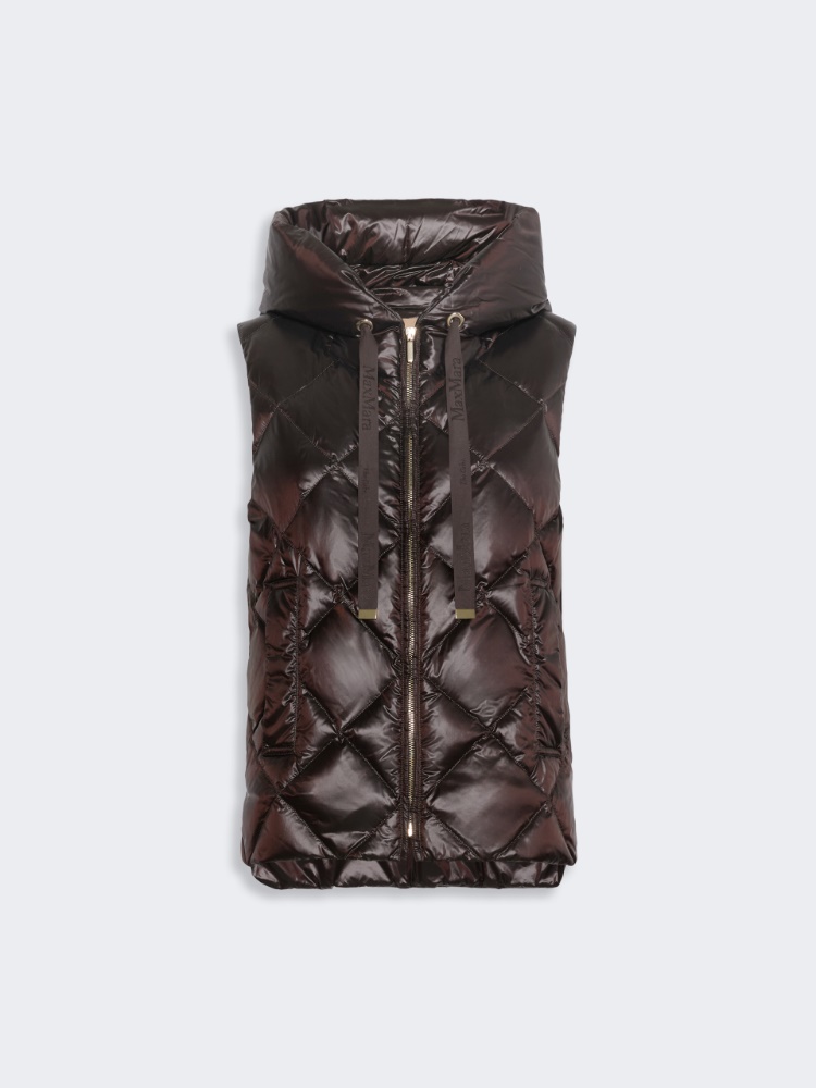 Ocieplana kamizelka o regularnym fasonie z tkaniny wodoodpornej - BRĄZOWY - Max Mara - 5