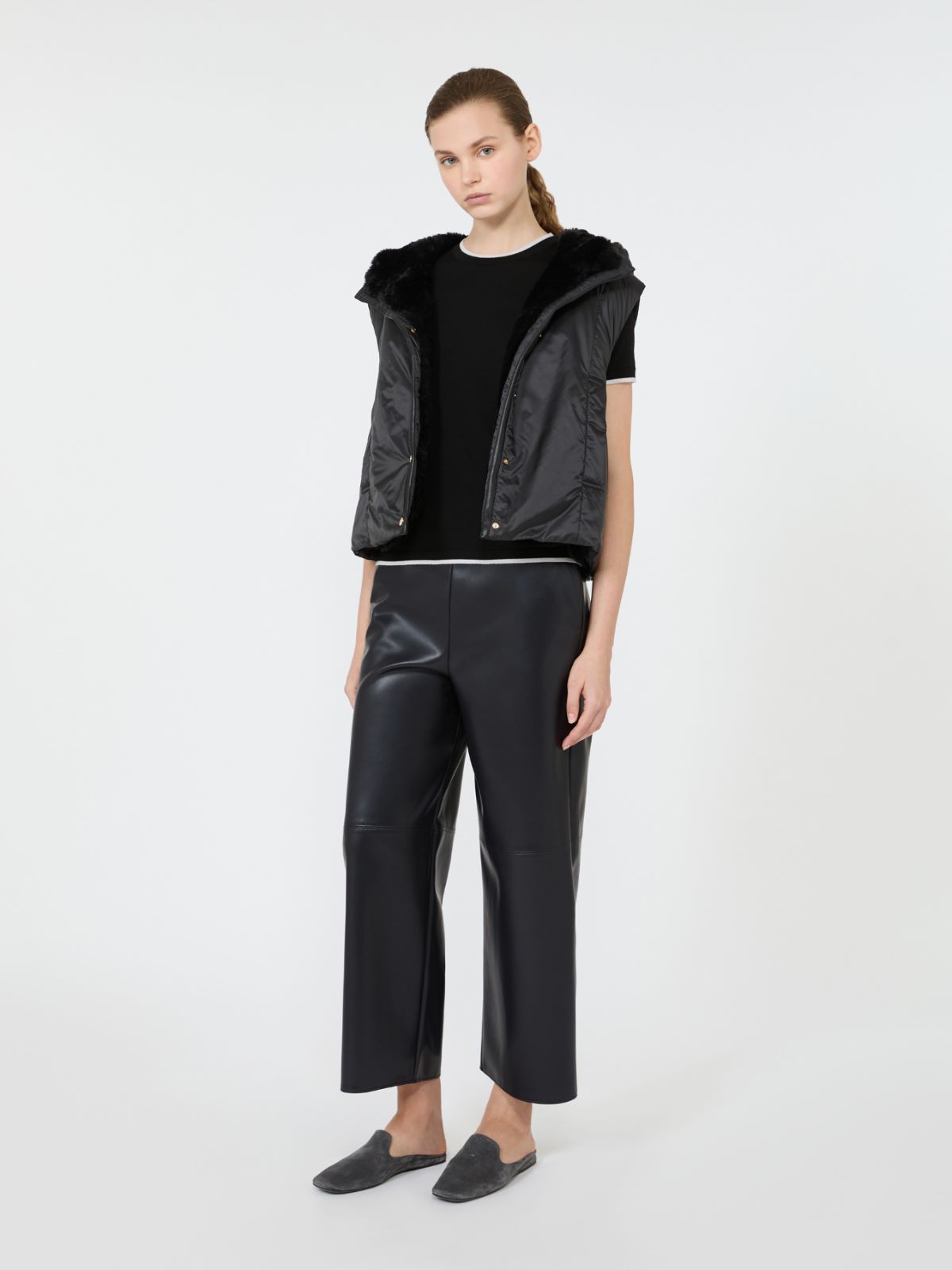 [フェリックス] リバーシブル エコファー ショート ジレ - BLACK - Max Mara