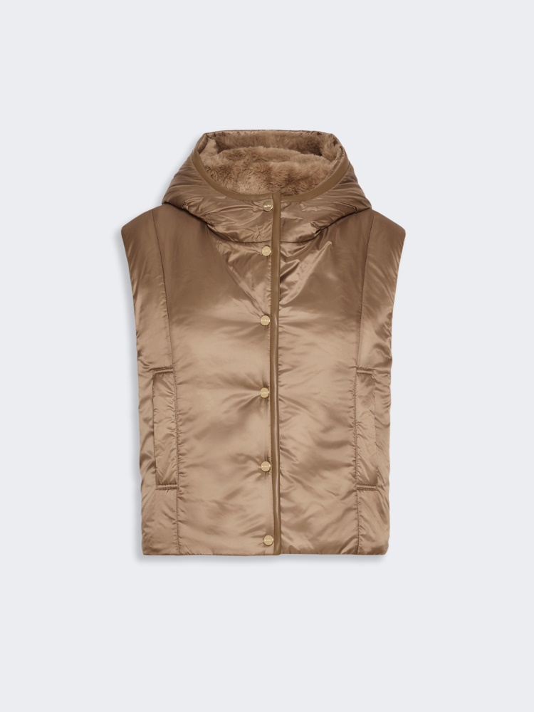 [フェリックス] リバーシブル エコファー ショート ジレ - MUD