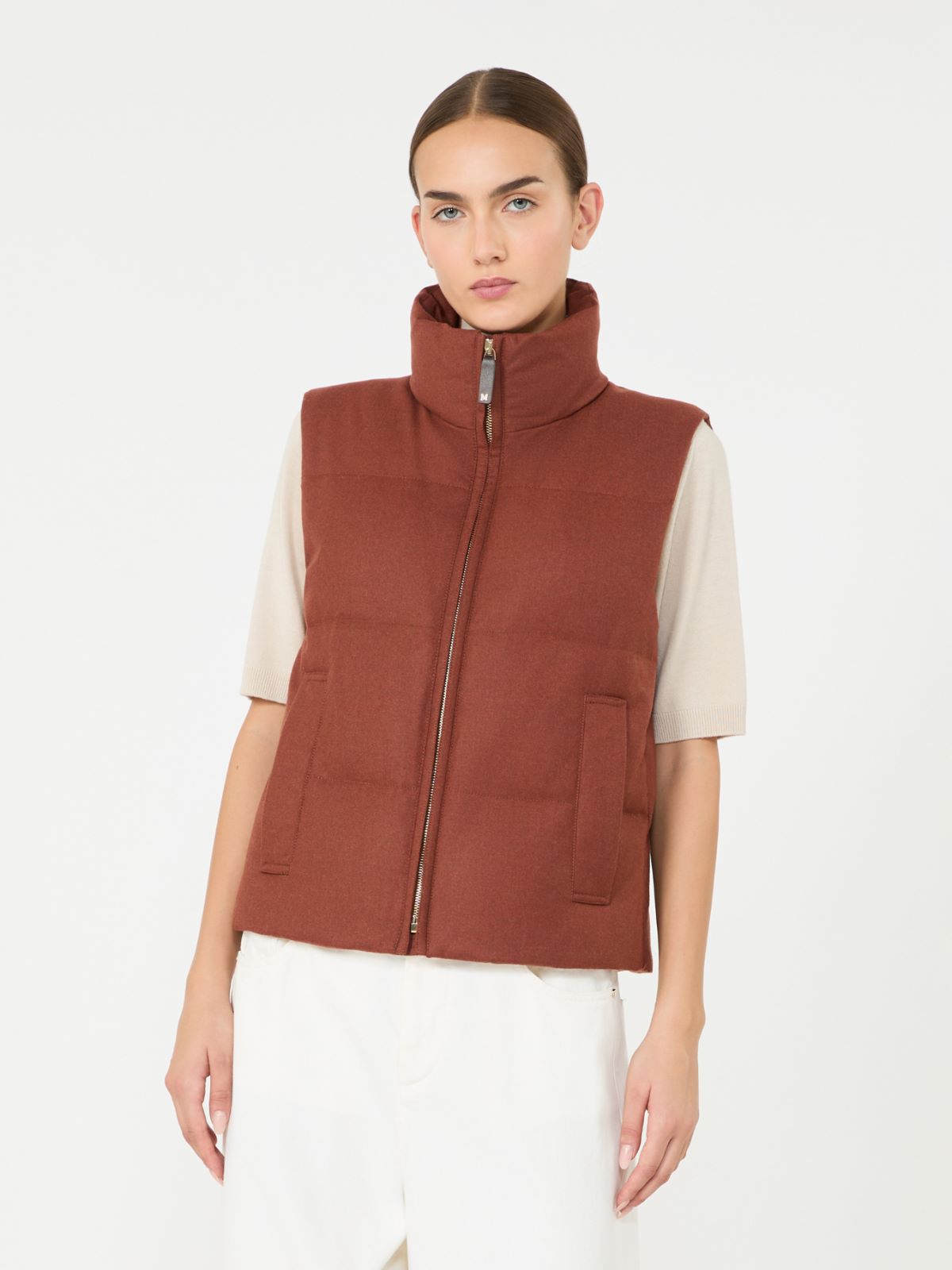 Gilet rembourré en cachemire mélangé - ROUILLE - Max Mara - 2