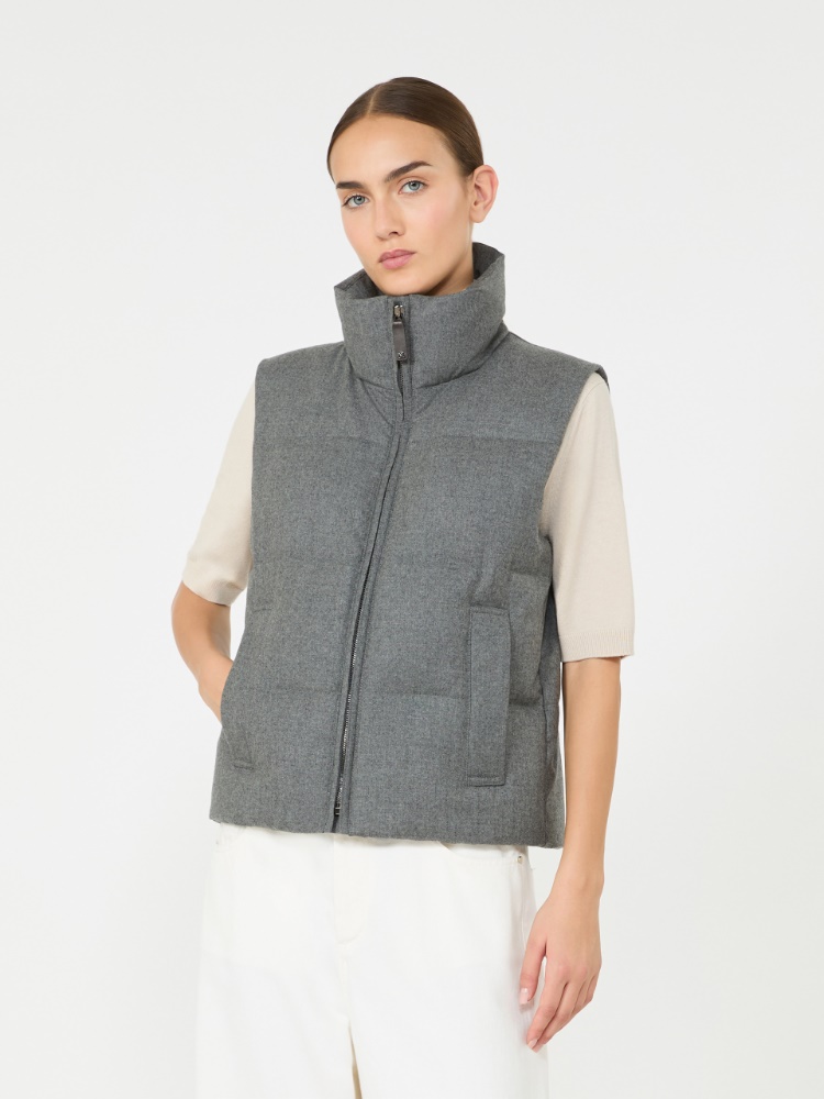 Gilet rembourré en cachemire mélangé - GRIS MOYEN - Max Mara - 2