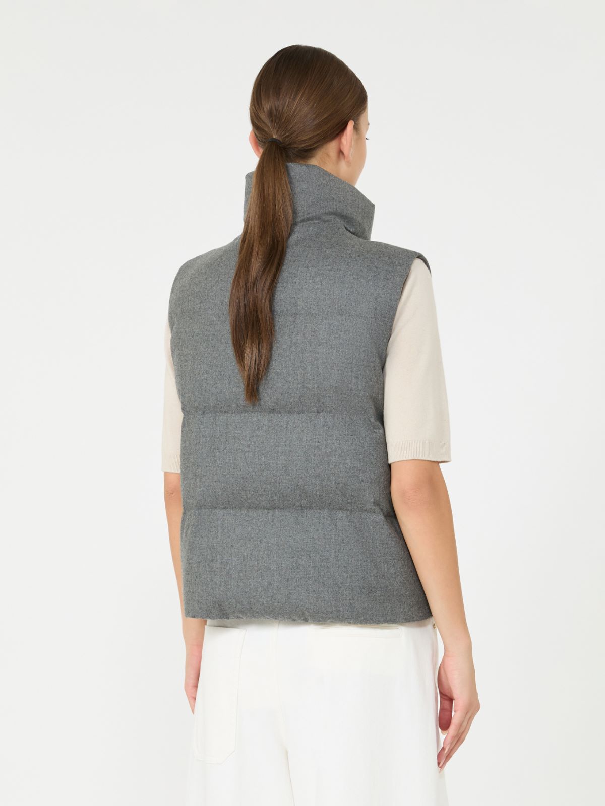 Gilet rembourré en cachemire mélangé - GRIS MOYEN - Max Mara - 3