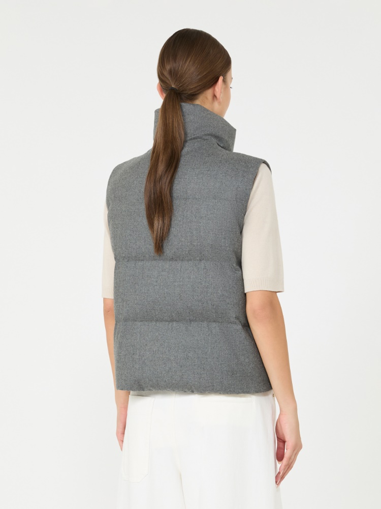 Gilet rembourré en cachemire mélangé - GRIS MOYEN - Max Mara - 3