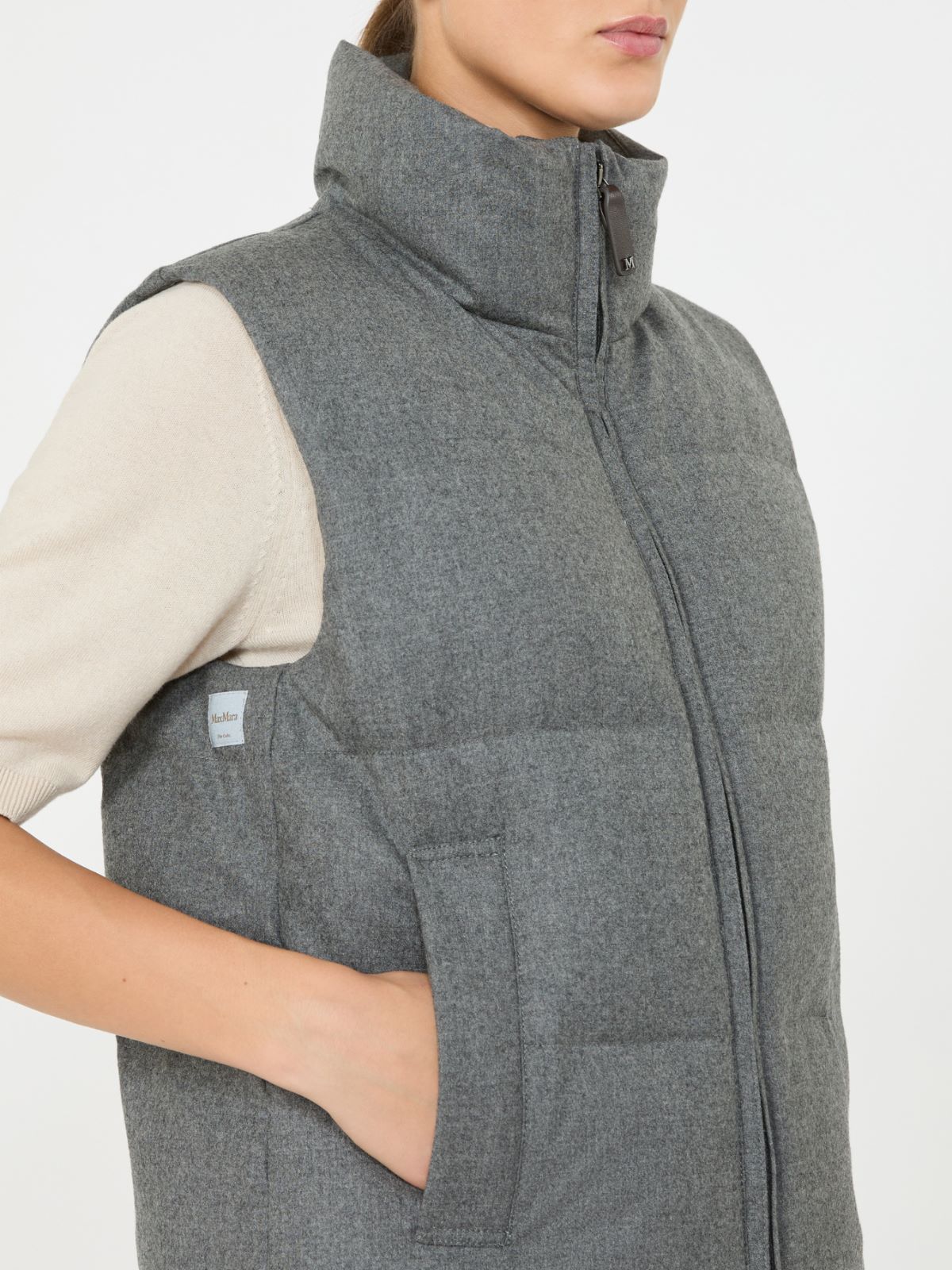 Gilet rembourré en cachemire mélangé - GRIS MOYEN - Max Mara - 4