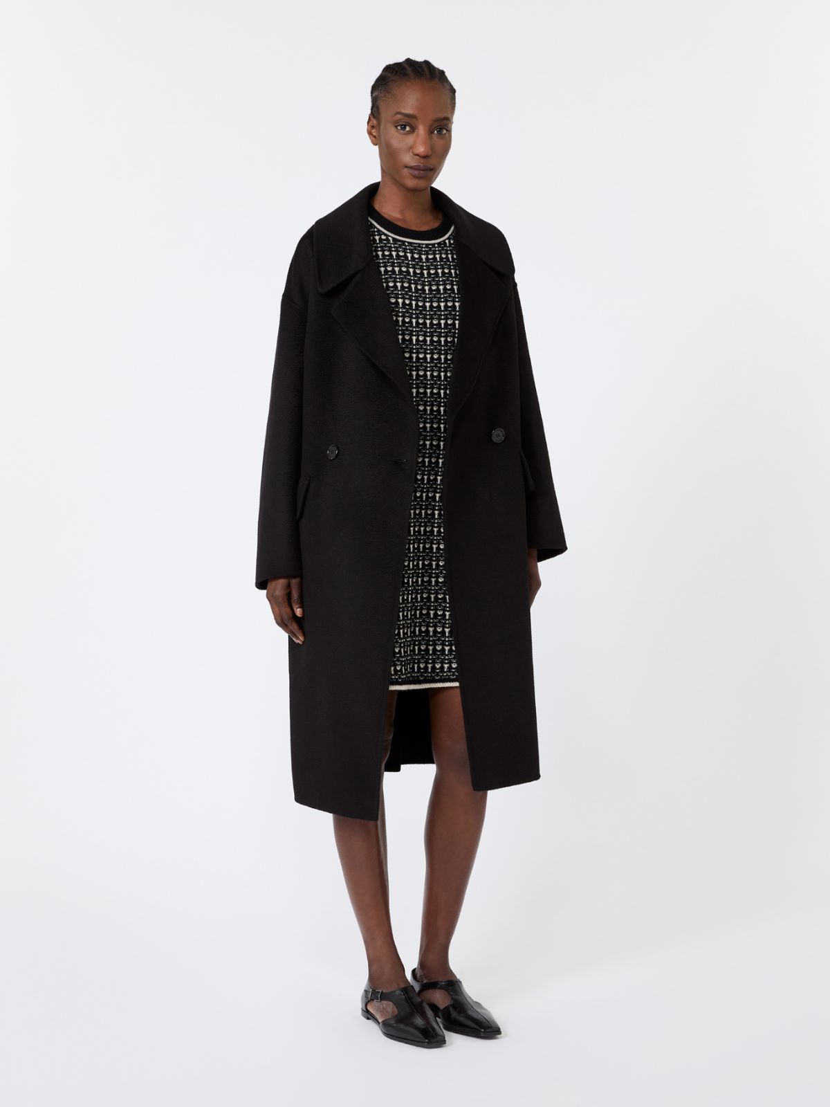 Jacquard-knit wool and cashmere dress - BLACK