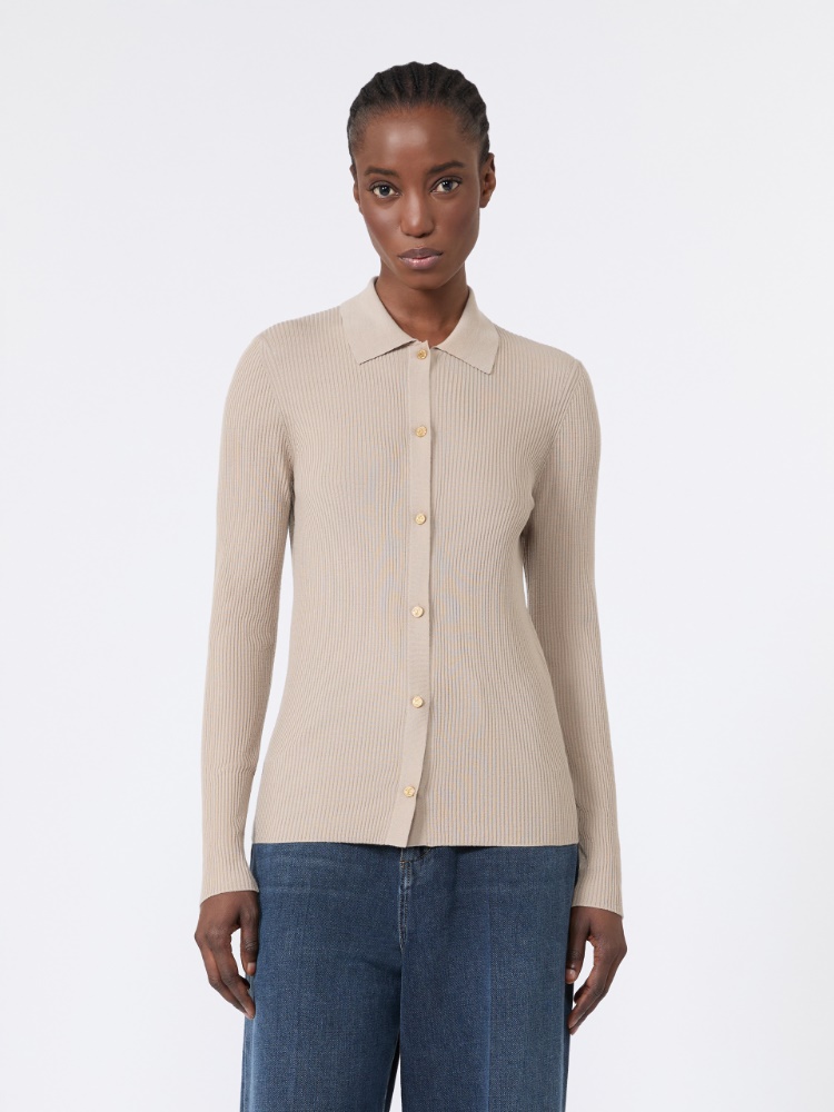 Woollen yarn fitted cardigan - BEIGE - 2