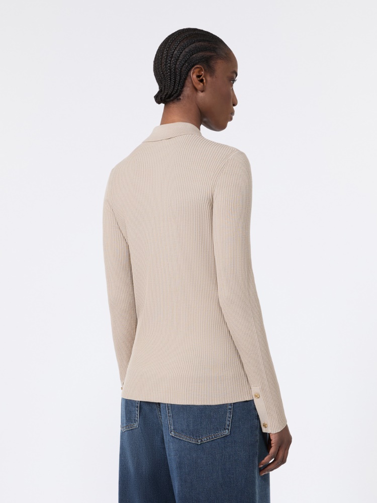 Woollen yarn fitted cardigan - BEIGE - 3