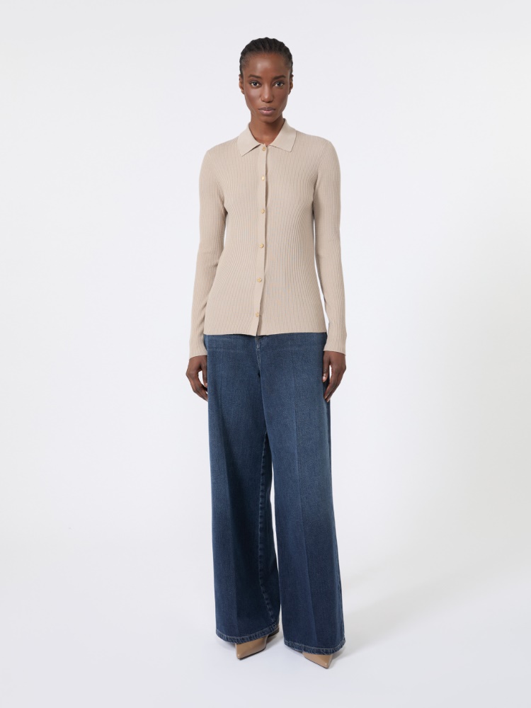 Woollen yarn fitted cardigan - BEIGE - 1