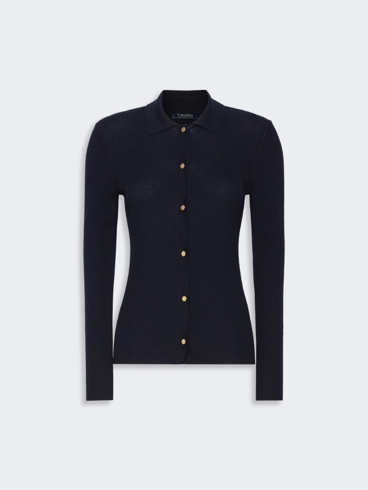 Figurbetonter Cardigan aus Wollgarn - ULTRAMARINE