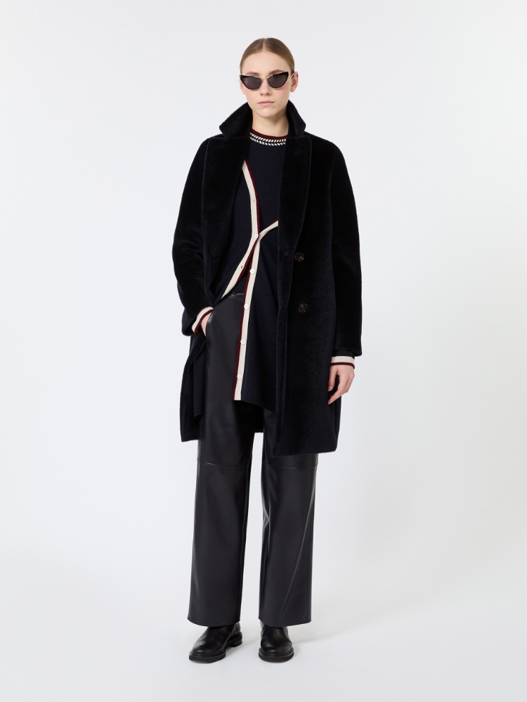 Long wool yarn cardigan - ULTRAMARINE