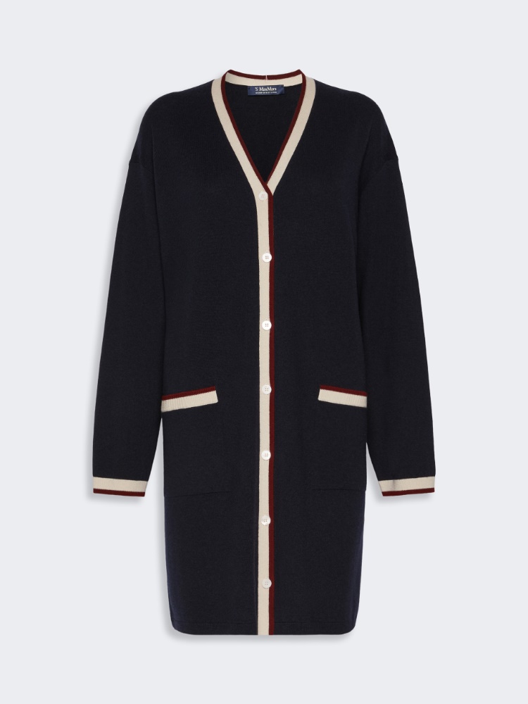 Long wool yarn cardigan - ULTRAMARINE