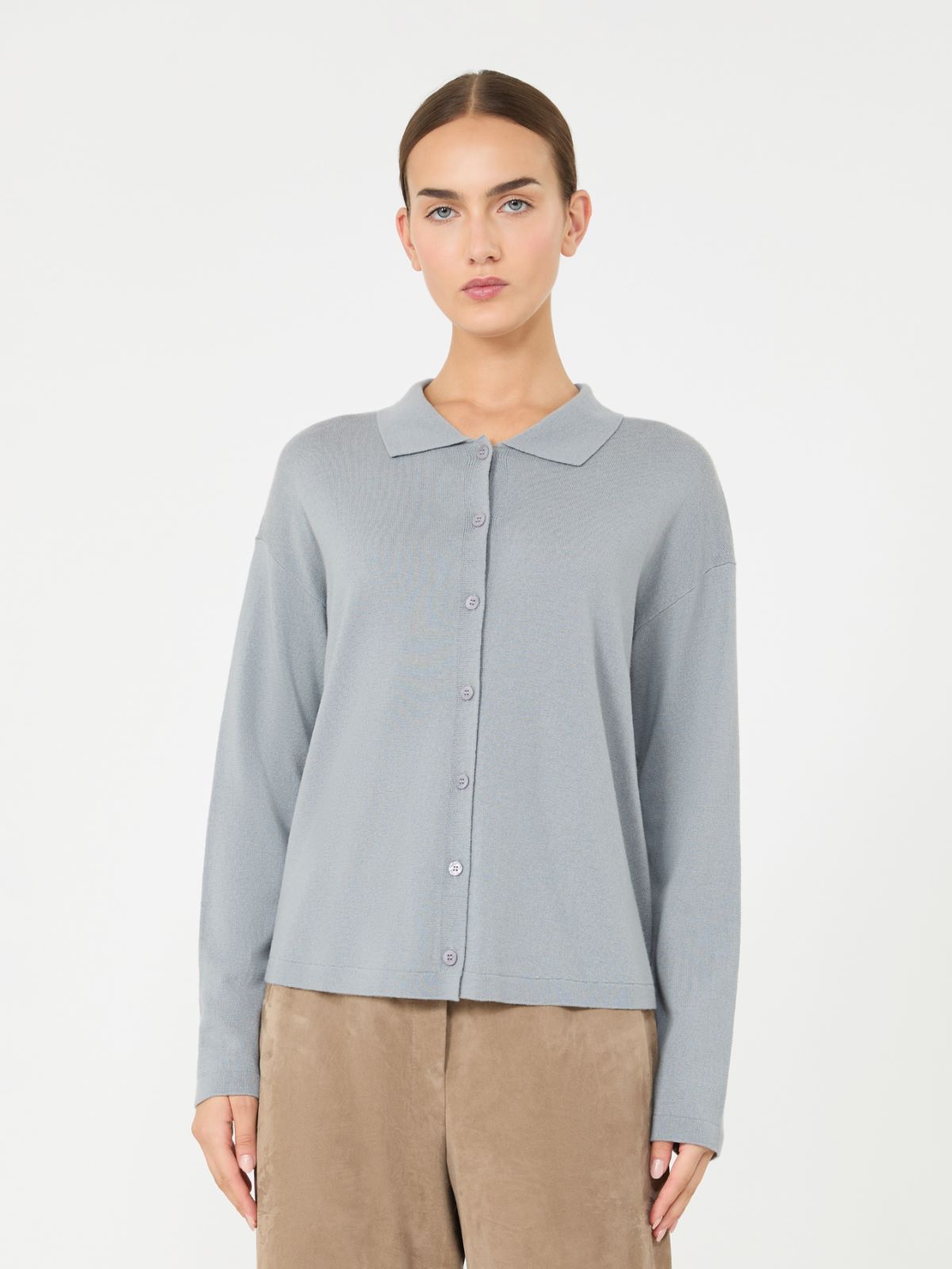 Wool yarn cardigan - LIGHT BLUE - Max Mara - 2
