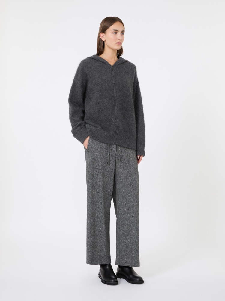 Brushed yak yarn cardigan - MEDIUM GREY