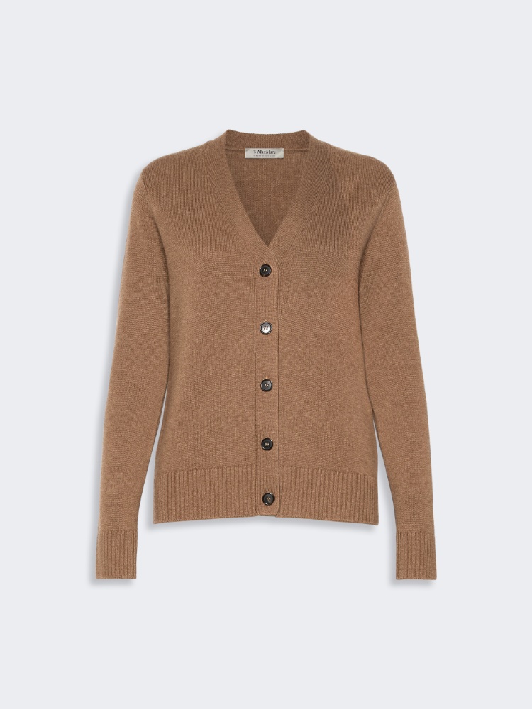Mannish wool yarn cardigan - CAMEL