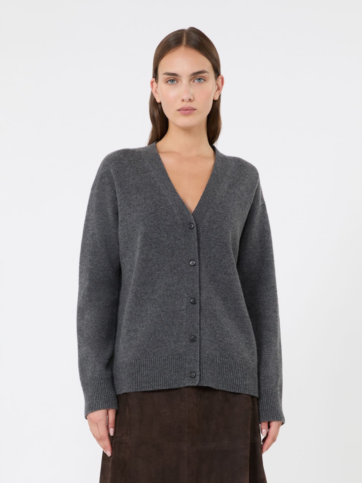 Classic wool and cashmere cardigan - MEDIUM GREY - Max Mara - 2