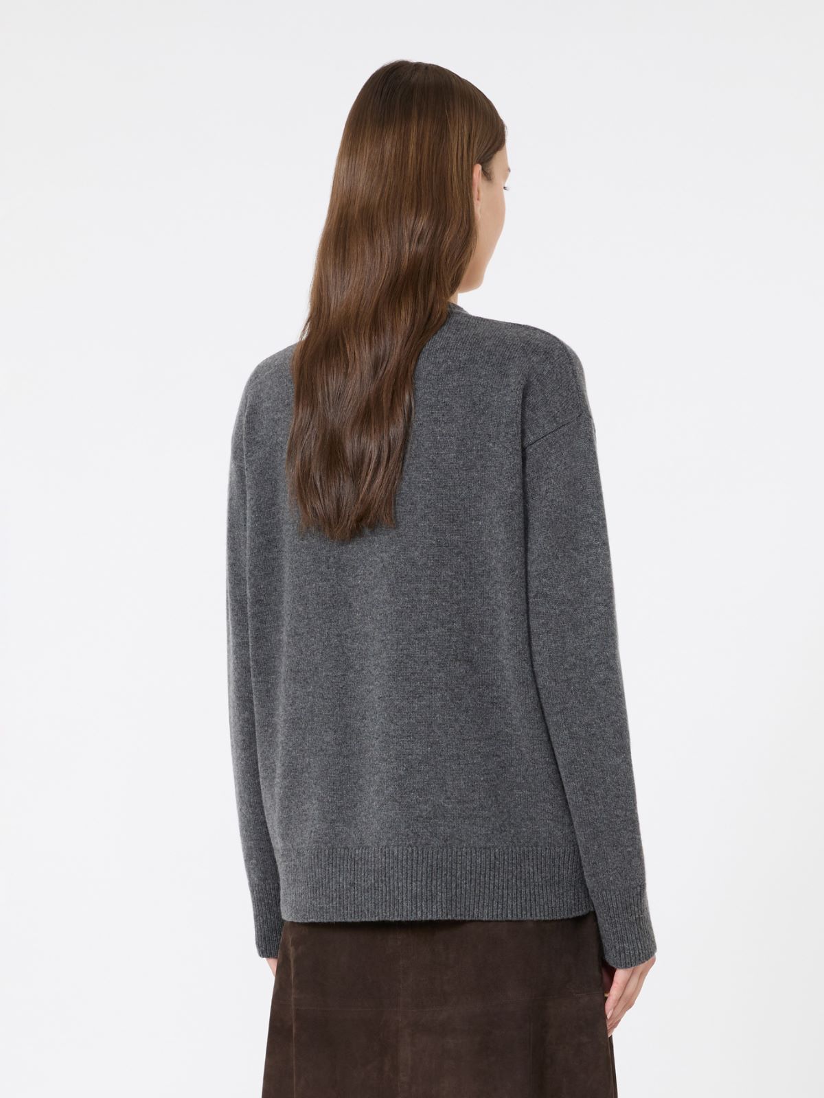 Classic wool and cashmere cardigan - MEDIUM GREY - Max Mara - 3