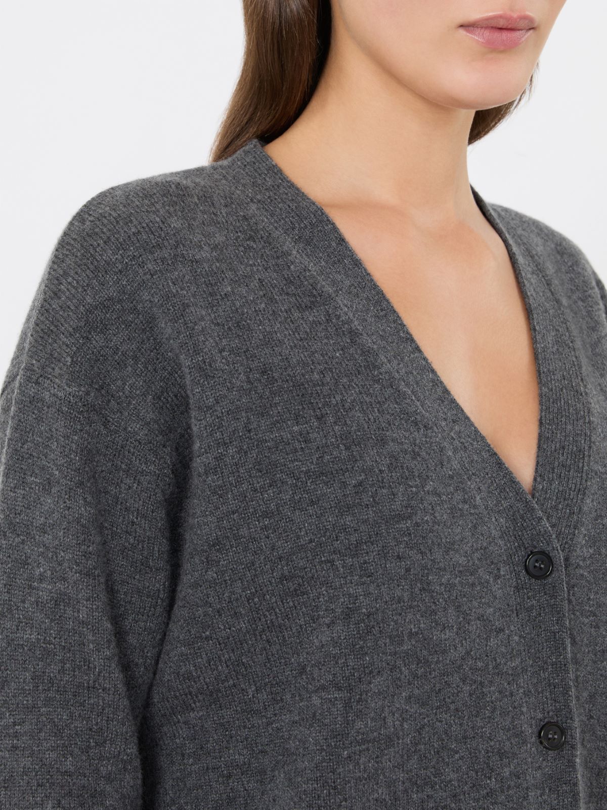 Classic wool and cashmere cardigan - MEDIUM GREY - Max Mara - 4