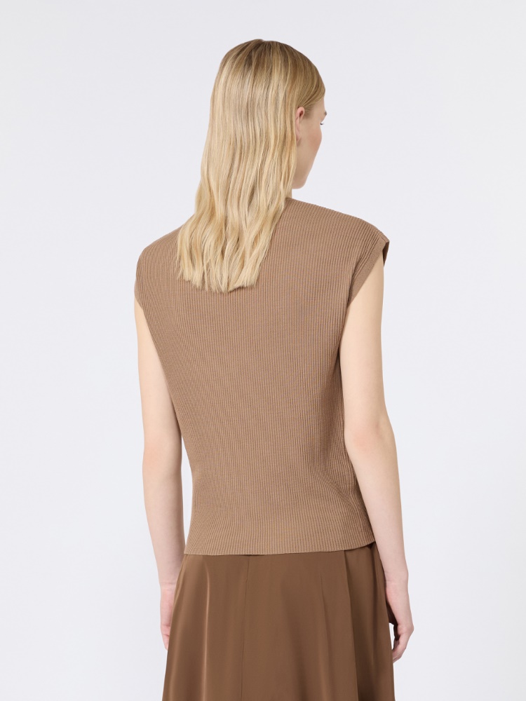 Ribbed woollen yarn gilet - CAMEL - 3