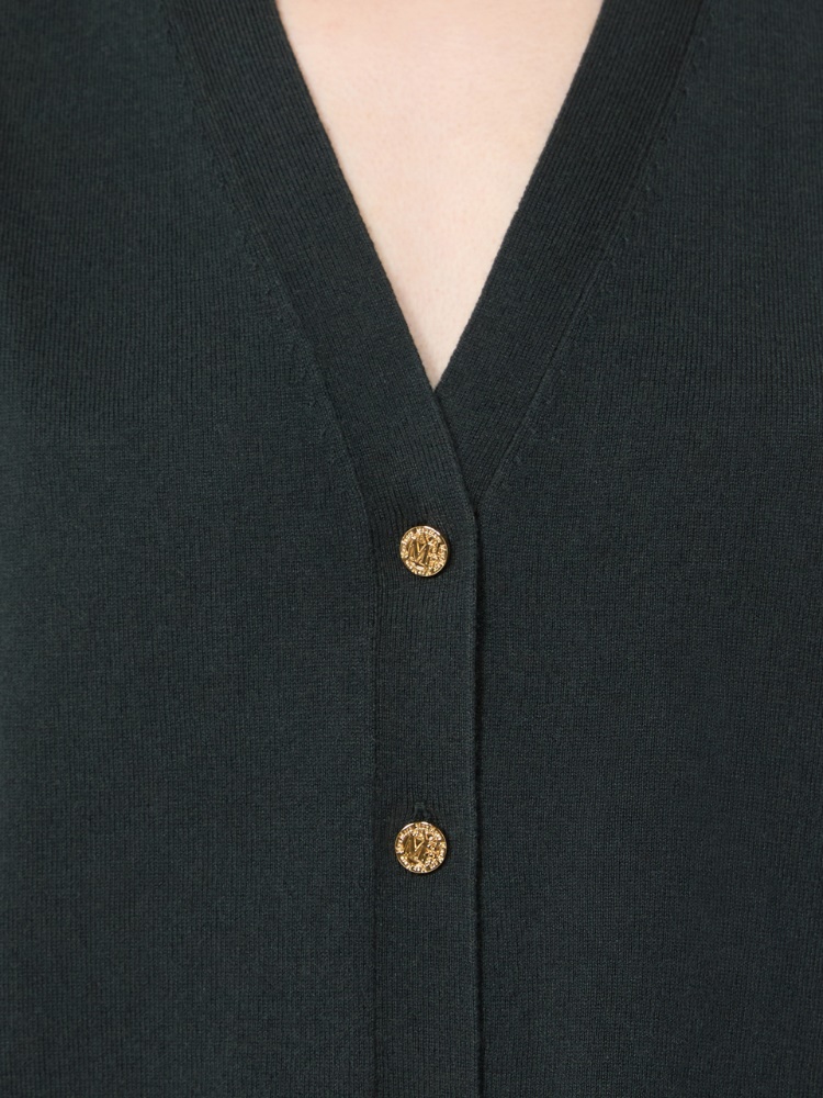 Cotton, silk and cashmere yarn gilet - DARK GREEN - 4