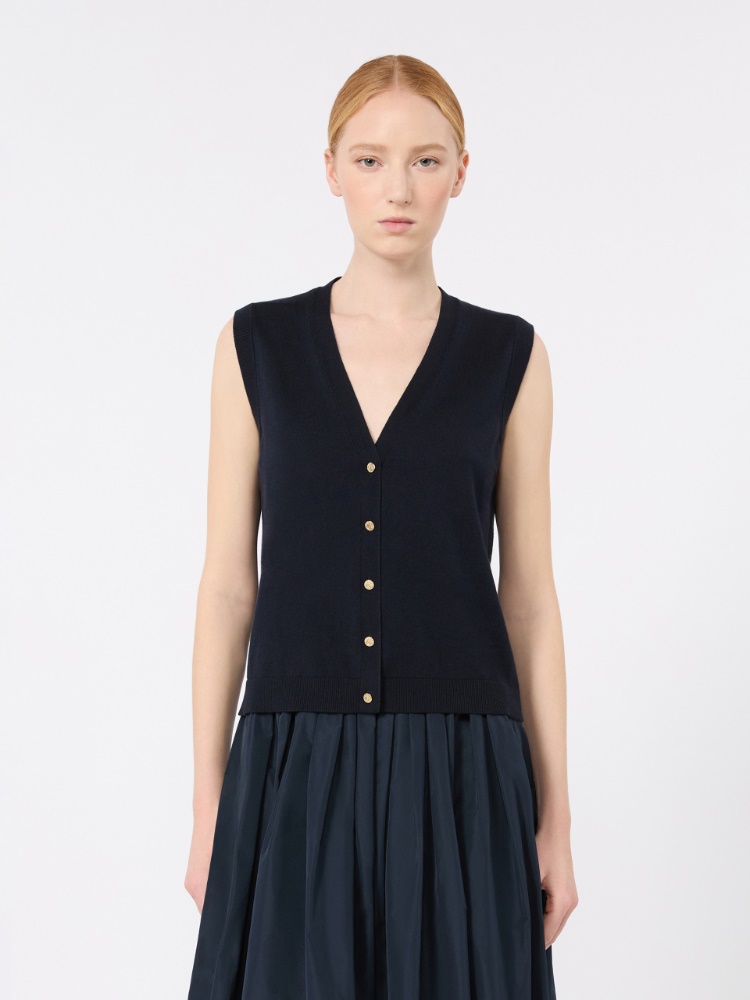 Cotton, silk and cashmere yarn gilet - ULTRAMARINE - Max Mara - 2